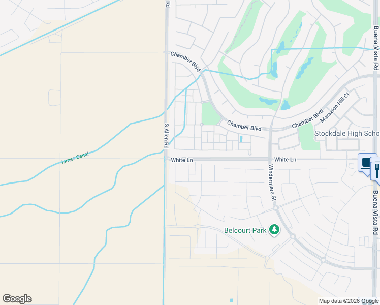 map of restaurants, bars, coffee shops, grocery stores, and more near 12613 Lincolnshire Drive in Bakersfield