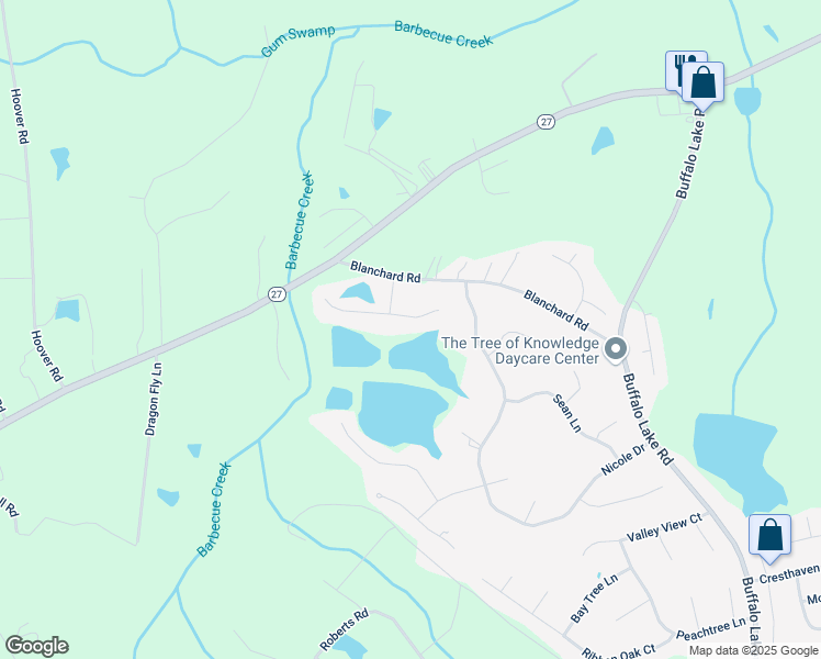 map of restaurants, bars, coffee shops, grocery stores, and more near 222 Farmhouse Court in Sanford