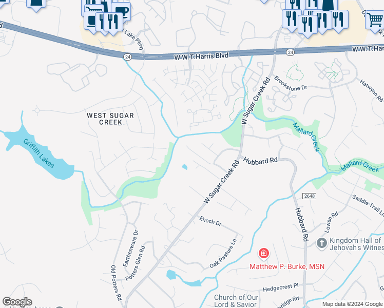 map of restaurants, bars, coffee shops, grocery stores, and more near 8511 Conner Ridge Lane in Charlotte