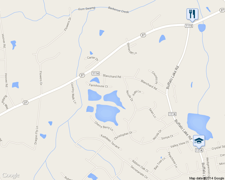 map of restaurants, bars, coffee shops, grocery stores, and more near 246 Farmhouse Court in Sanford