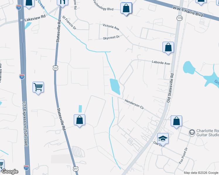 map of restaurants, bars, coffee shops, grocery stores, and more near in Charlotte
