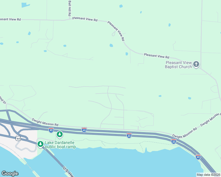 map of restaurants, bars, coffee shops, grocery stores, and more near 8 Ridgeline Drive East in Russellville