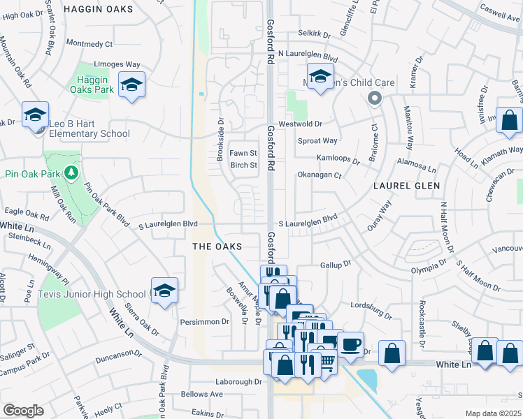 map of restaurants, bars, coffee shops, grocery stores, and more near 3116 Gosford Road in Bakersfield