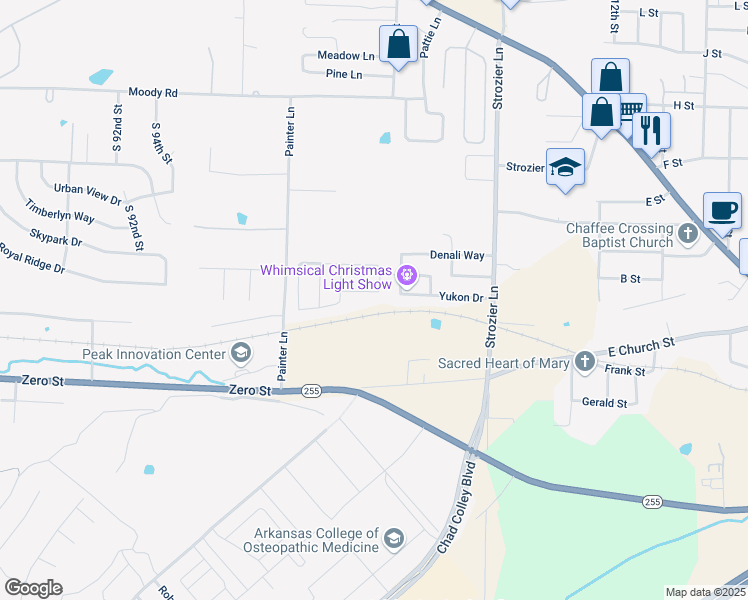 map of restaurants, bars, coffee shops, grocery stores, and more near 2210 Regency Lane in Barling
