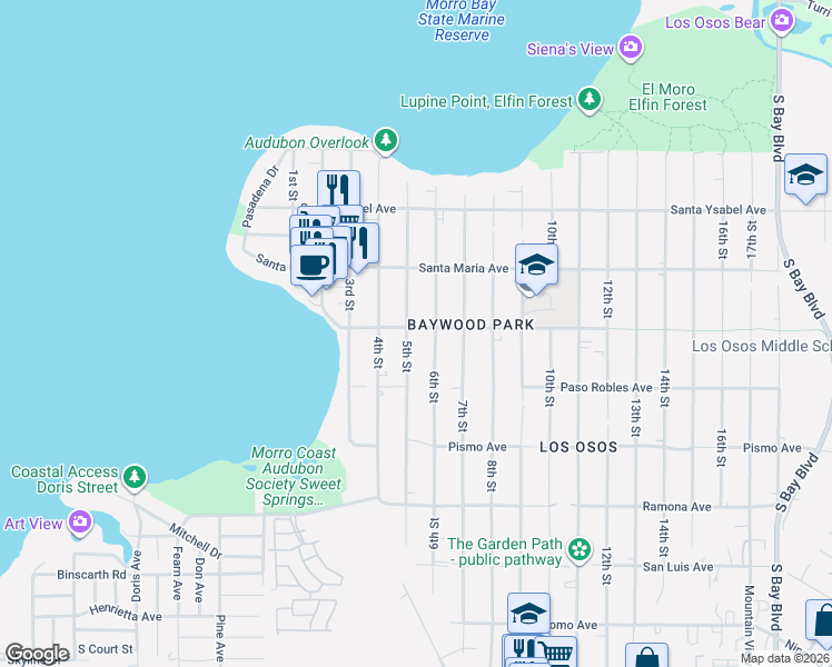 map of restaurants, bars, coffee shops, grocery stores, and more near 1397 6th Street in San Luis Obispo