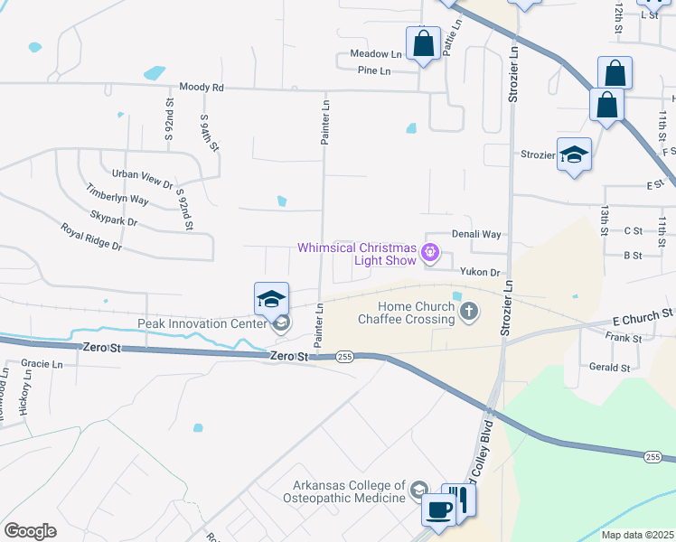 map of restaurants, bars, coffee shops, grocery stores, and more near 221 Regency Drive in Barling