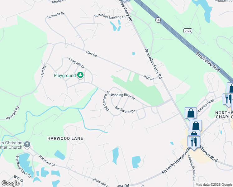 map of restaurants, bars, coffee shops, grocery stores, and more near 10221 Old Carolina Drive in Charlotte