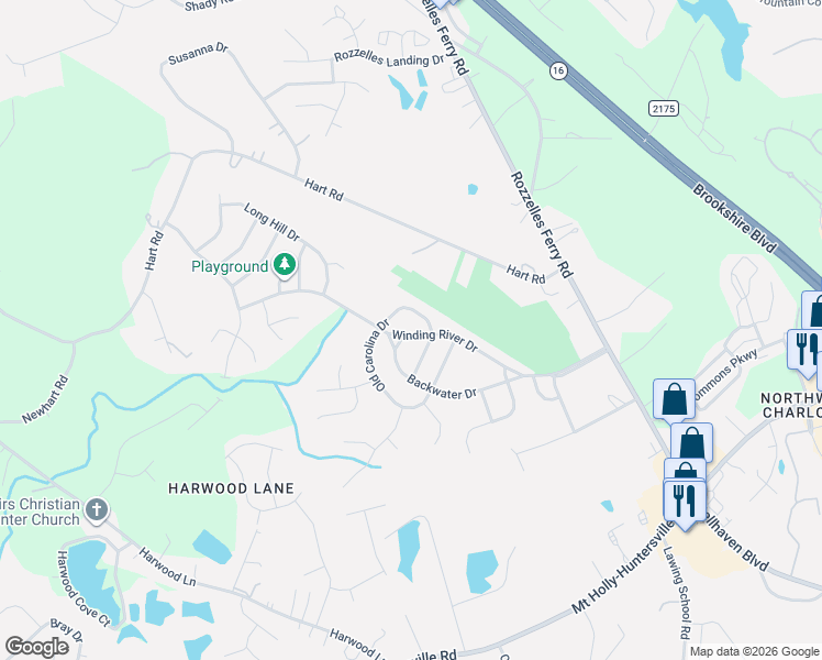 map of restaurants, bars, coffee shops, grocery stores, and more near 10221 Old Carolina Drive in Charlotte