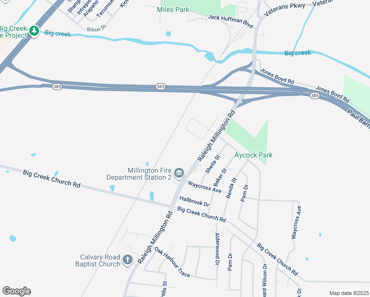 map of restaurants, bars, coffee shops, grocery stores, and more near 7320 Raleigh Millington Road in Millington