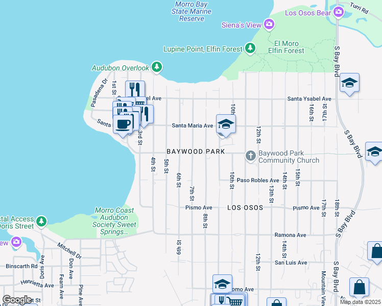 map of restaurants, bars, coffee shops, grocery stores, and more near 1397 7th Street in San Luis Obispo