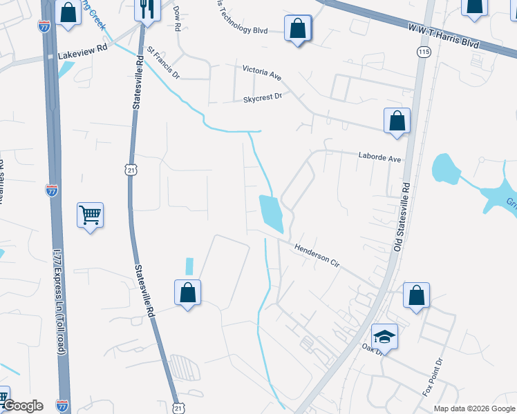 map of restaurants, bars, coffee shops, grocery stores, and more near in Charlotte