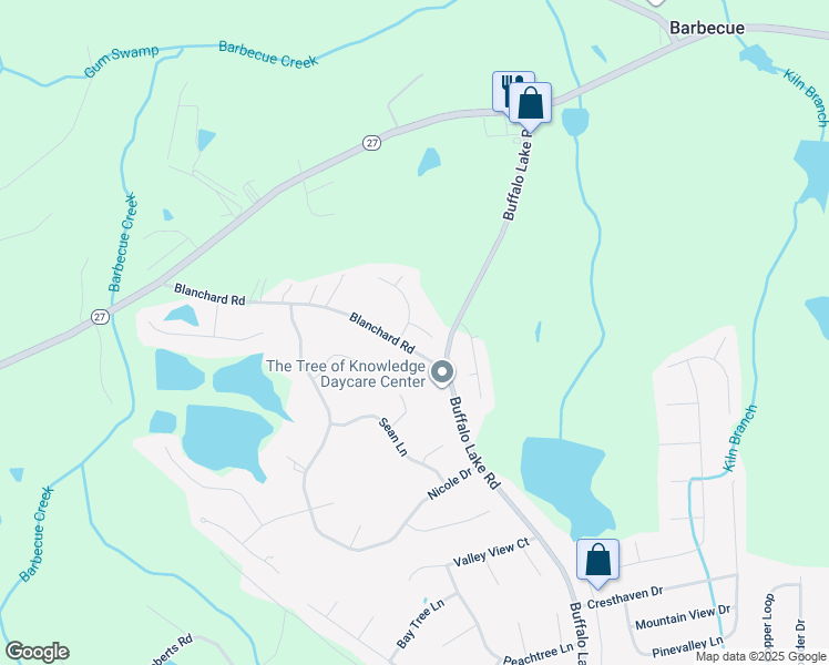 map of restaurants, bars, coffee shops, grocery stores, and more near 38 Gabrielle Terrace in Sanford