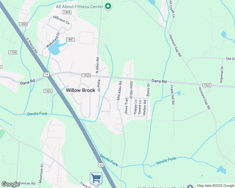 map of restaurants, bars, coffee shops, grocery stores, and more near 10 Waterview Lane in Hendersonville