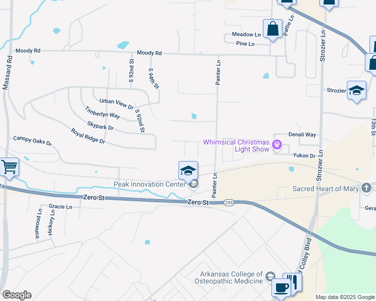 map of restaurants, bars, coffee shops, grocery stores, and more near 5621 South 97th Street in Fort Smith