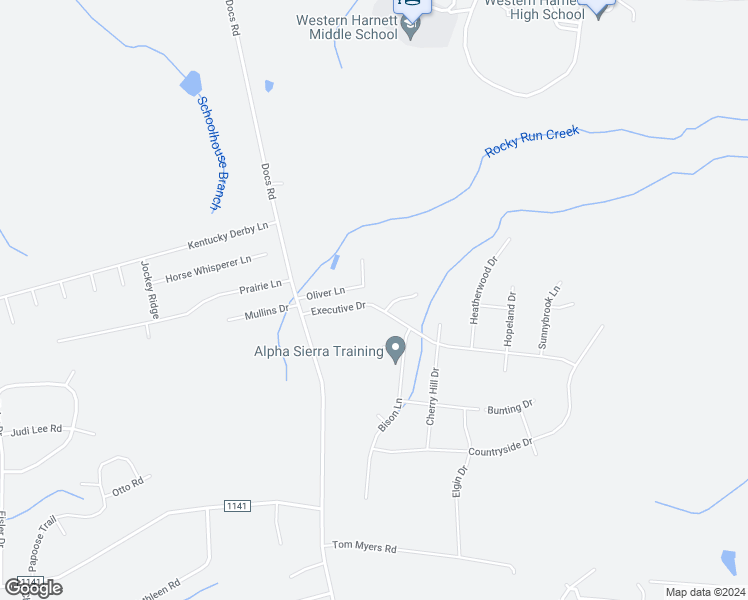 map of restaurants, bars, coffee shops, grocery stores, and more near 165 Executive Drive in Lillington
