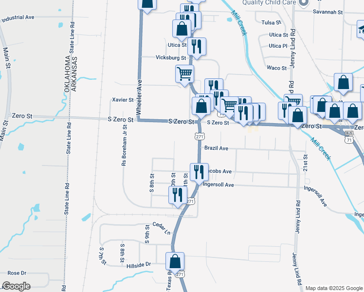 map of restaurants, bars, coffee shops, grocery stores, and more near 5999 South 10th Street in Fort Smith