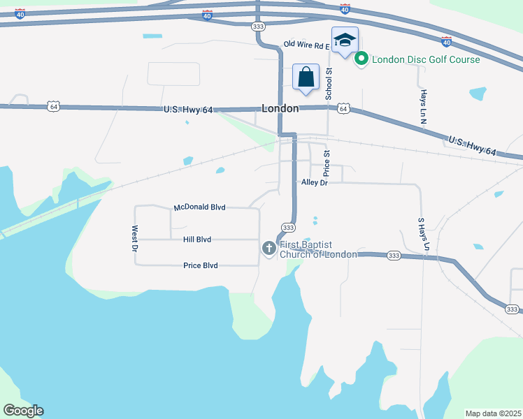 map of restaurants, bars, coffee shops, grocery stores, and more near 130 London Cove Drive North in London