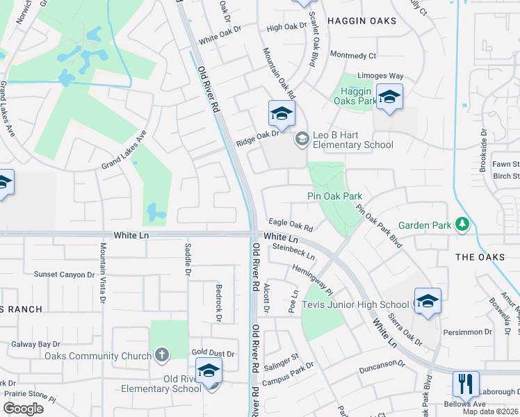 map of restaurants, bars, coffee shops, grocery stores, and more near 3101 Whisper Oak Way in Bakersfield