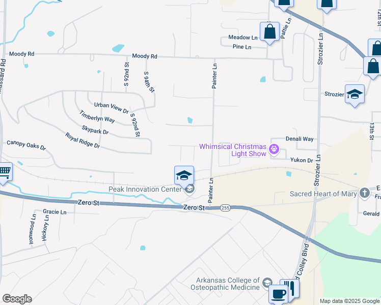 map of restaurants, bars, coffee shops, grocery stores, and more near 5621 South 97th Street in Fort Smith