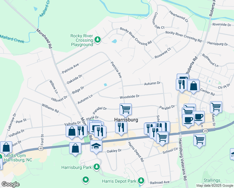 map of restaurants, bars, coffee shops, grocery stores, and more near 241 Woodside Drive in Harrisburg