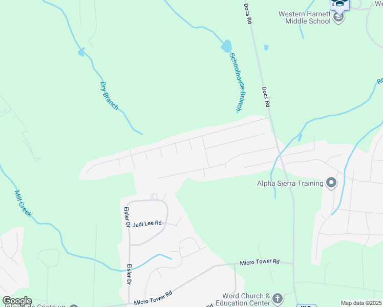 map of restaurants, bars, coffee shops, grocery stores, and more near 46 Black Diamond Court in Lillington
