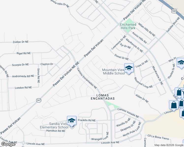 map of restaurants, bars, coffee shops, grocery stores, and more near 6952 Dusty Drive Northeast in Rio Rancho