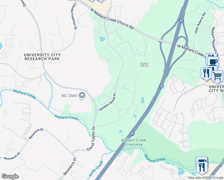 map of restaurants, bars, coffee shops, grocery stores, and more near in Charlotte