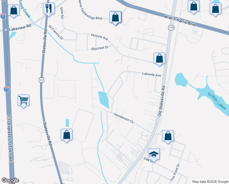 map of restaurants, bars, coffee shops, grocery stores, and more near in Charlotte