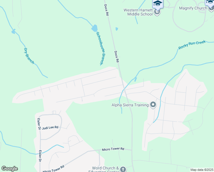 map of restaurants, bars, coffee shops, grocery stores, and more near 132 Prairie Lane in Lillington