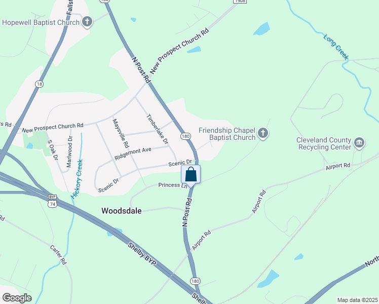 map of restaurants, bars, coffee shops, grocery stores, and more near 1400 North Post Road in Shelby