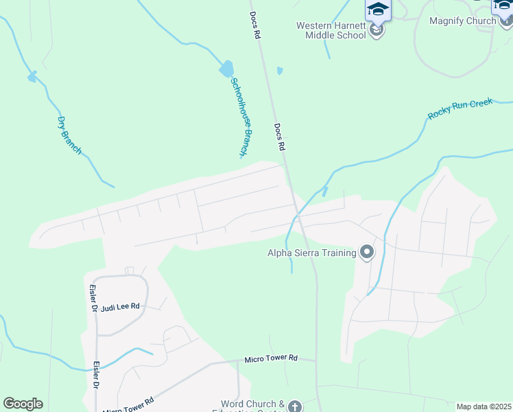 map of restaurants, bars, coffee shops, grocery stores, and more near 132 Prairie Lane in Lillington