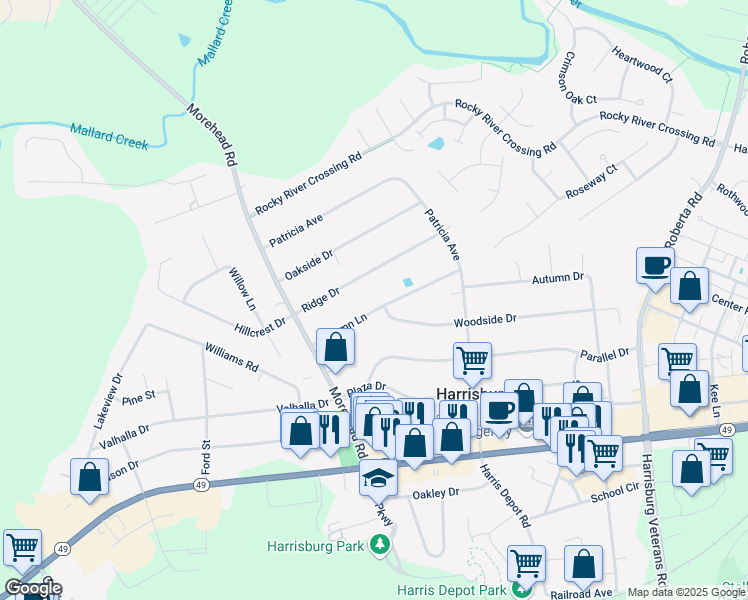 map of restaurants, bars, coffee shops, grocery stores, and more near 202 Autumn Lane in Harrisburg