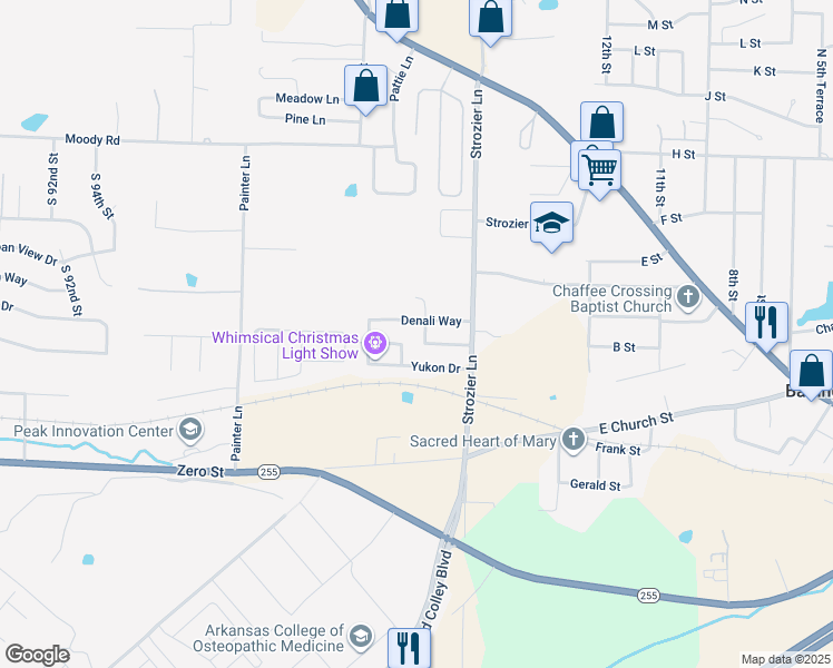 map of restaurants, bars, coffee shops, grocery stores, and more near 317 Ketchikan Drive in Barling