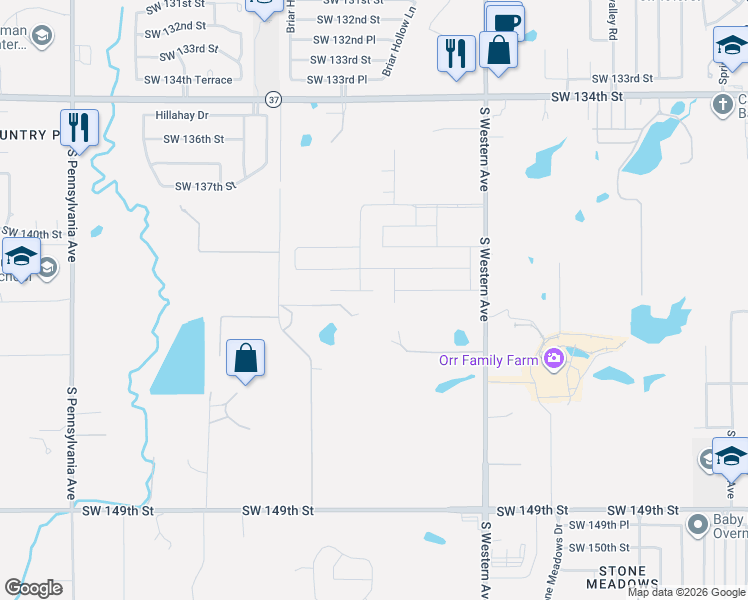 map of restaurants, bars, coffee shops, grocery stores, and more near 14205 Lucca Lane in Oklahoma City