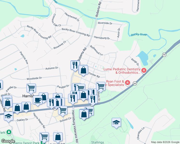 map of restaurants, bars, coffee shops, grocery stores, and more near 4200 Main Street in Harrisburg