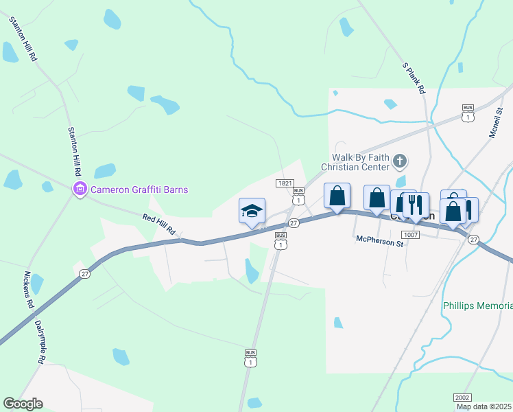 map of restaurants, bars, coffee shops, grocery stores, and more near 2636 Nc 24-27 Highway in Cameron