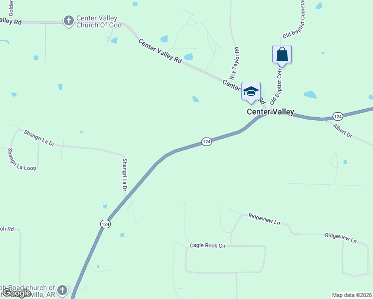 map of restaurants, bars, coffee shops, grocery stores, and more near 4999 Arkansas 124 in Russellville