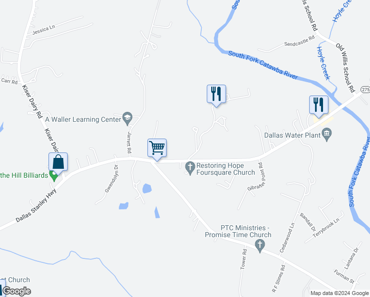 map of restaurants, bars, coffee shops, grocery stores, and more near 425 Dallas Stanley Highway in Dallas