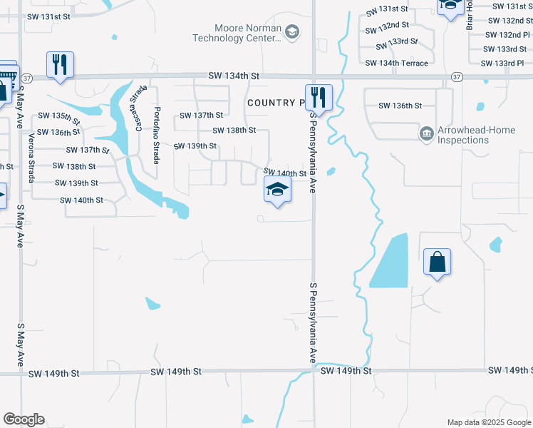 map of restaurants, bars, coffee shops, grocery stores, and more near 2200 Southwest 141st Place in Oklahoma City