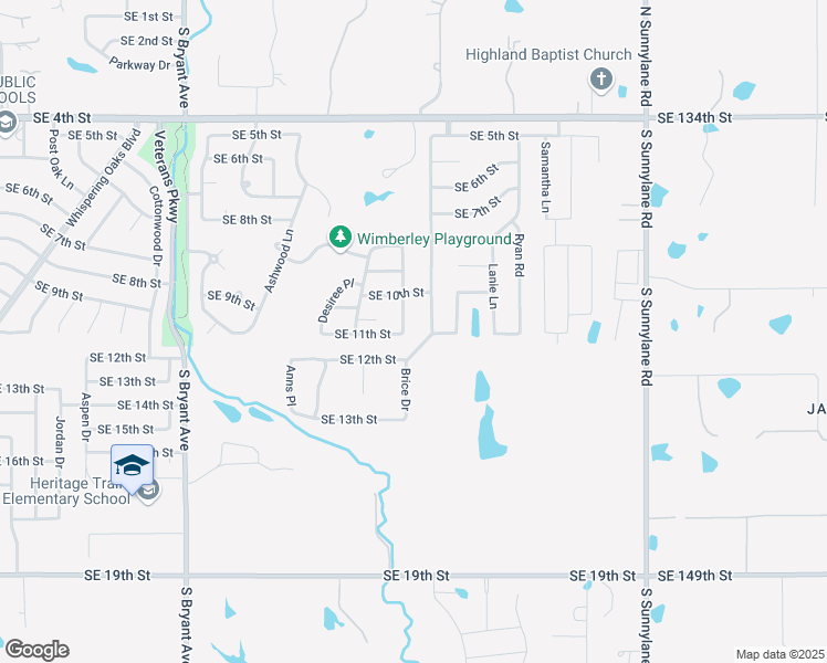 map of restaurants, bars, coffee shops, grocery stores, and more near 1124 Bryan Drive in Moore