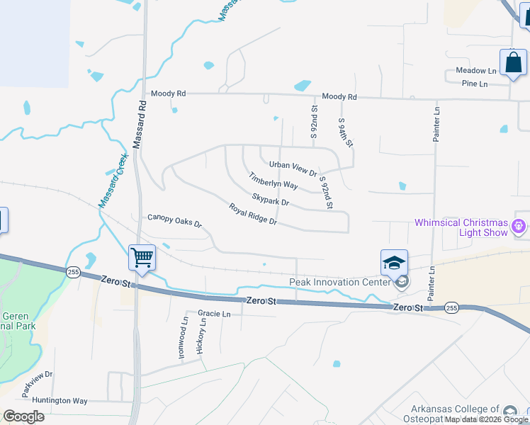 map of restaurants, bars, coffee shops, grocery stores, and more near 8904 Skypark Drive in Fort Smith