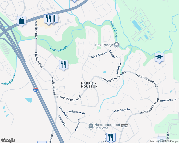 map of restaurants, bars, coffee shops, grocery stores, and more near 3622 Chepstow Court in Charlotte