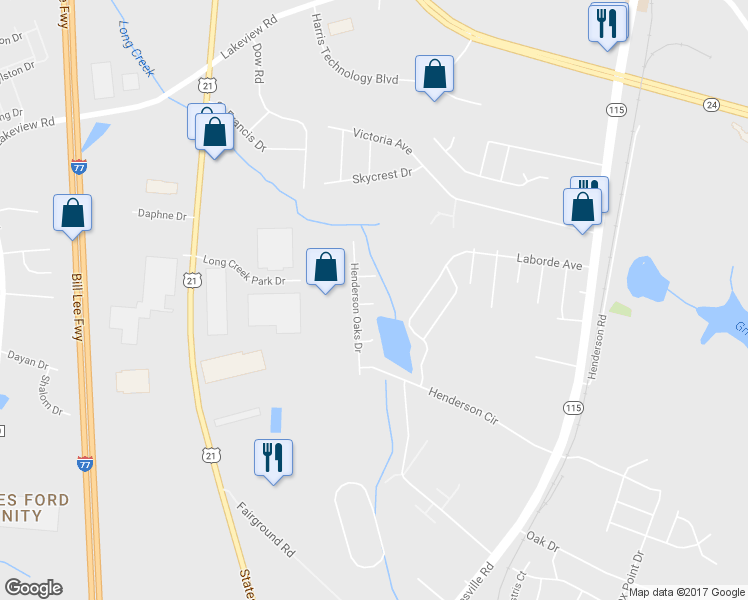 map of restaurants, bars, coffee shops, grocery stores, and more near 6824 Jamison Lane in Charlotte