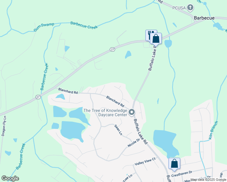 map of restaurants, bars, coffee shops, grocery stores, and more near 141 Country Place in Sanford