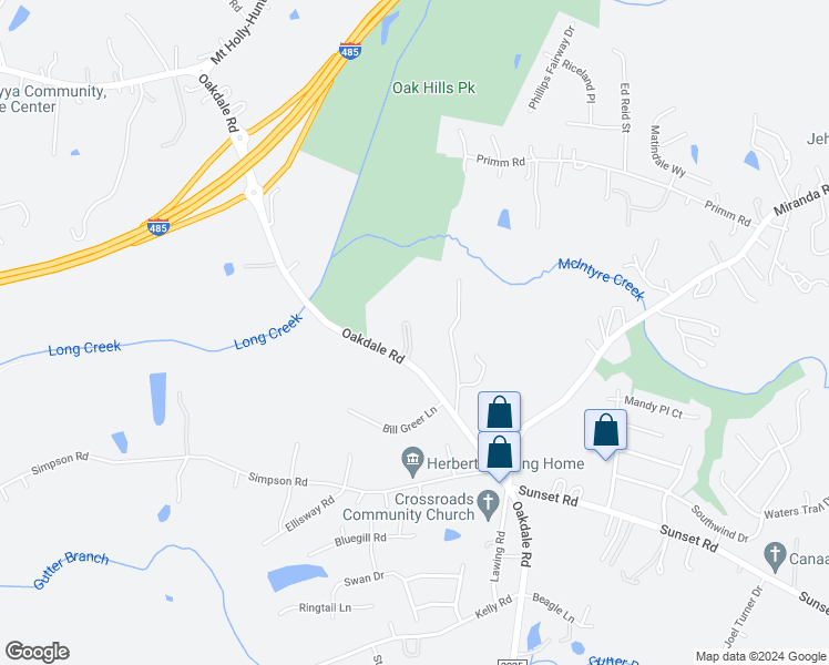 map of restaurants, bars, coffee shops, grocery stores, and more near 4008 Oakdale Rd in Charlotte