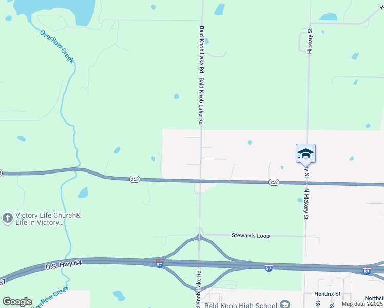 map of restaurants, bars, coffee shops, grocery stores, and more near 1721 Bald Knob Lake Road in Bald Knob