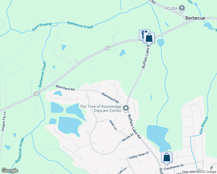 map of restaurants, bars, coffee shops, grocery stores, and more near 141 Country Place in Sanford