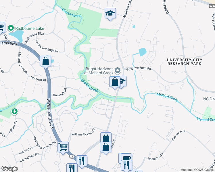 map of restaurants, bars, coffee shops, grocery stores, and more near in Charlotte