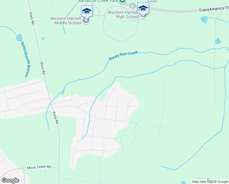 map of restaurants, bars, coffee shops, grocery stores, and more near 244 Heatherwood Drive in Lillington