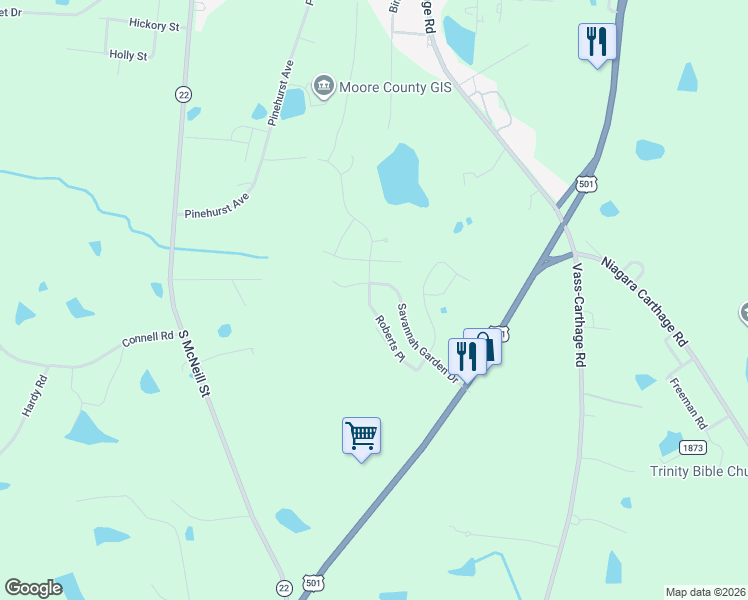 map of restaurants, bars, coffee shops, grocery stores, and more near 248 Roberts Place in Carthage